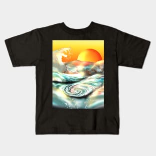 Sunset at Awa Prefecture whirlpool rapids in Japan Kids T-Shirt